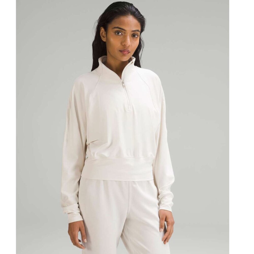 Lululemon Ready to Rulu Half-Zip Pullover White Opal Cropped Athletic Women's 2